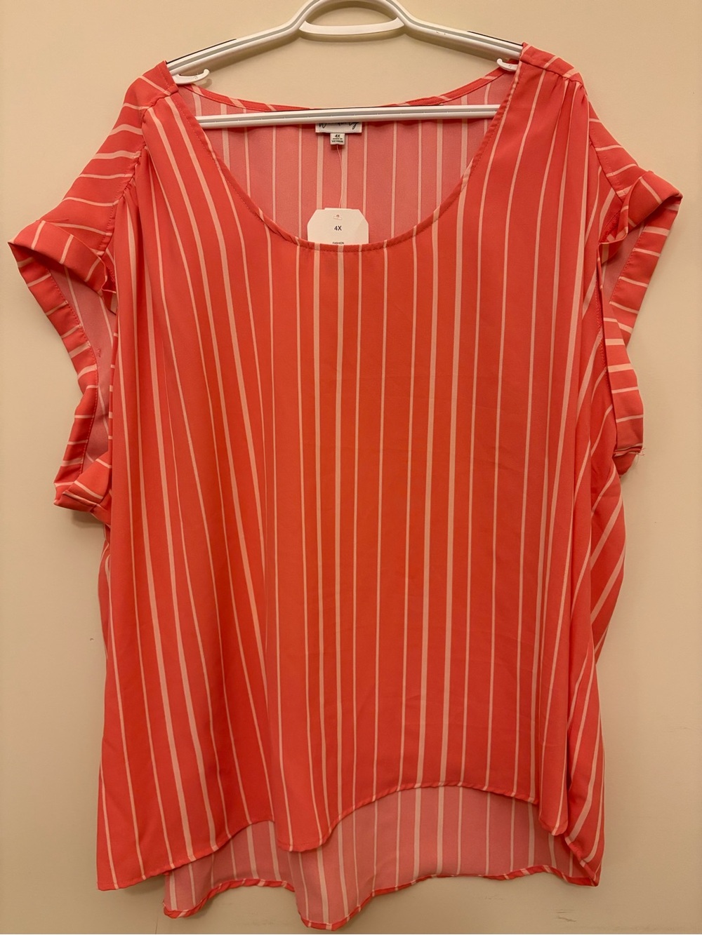 Wonderly Coral Pink and White Striped Short Sleeve AirFlow To Size 4X NWT